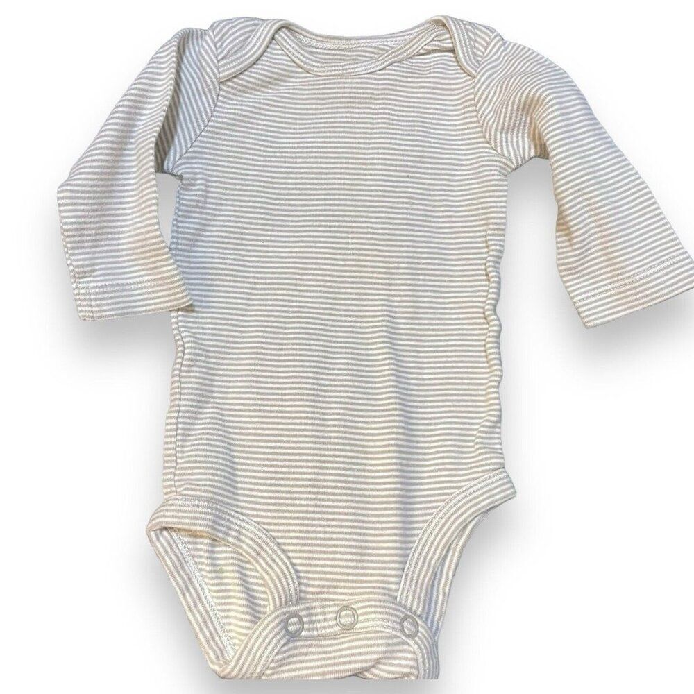 Carters Striped Bodysuit Unisex Baby Gray Shirt Casual Layering Fall Winter Top
